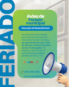 Informações sobre exposições fechadas no dia 15, devido ao feriado municipal.